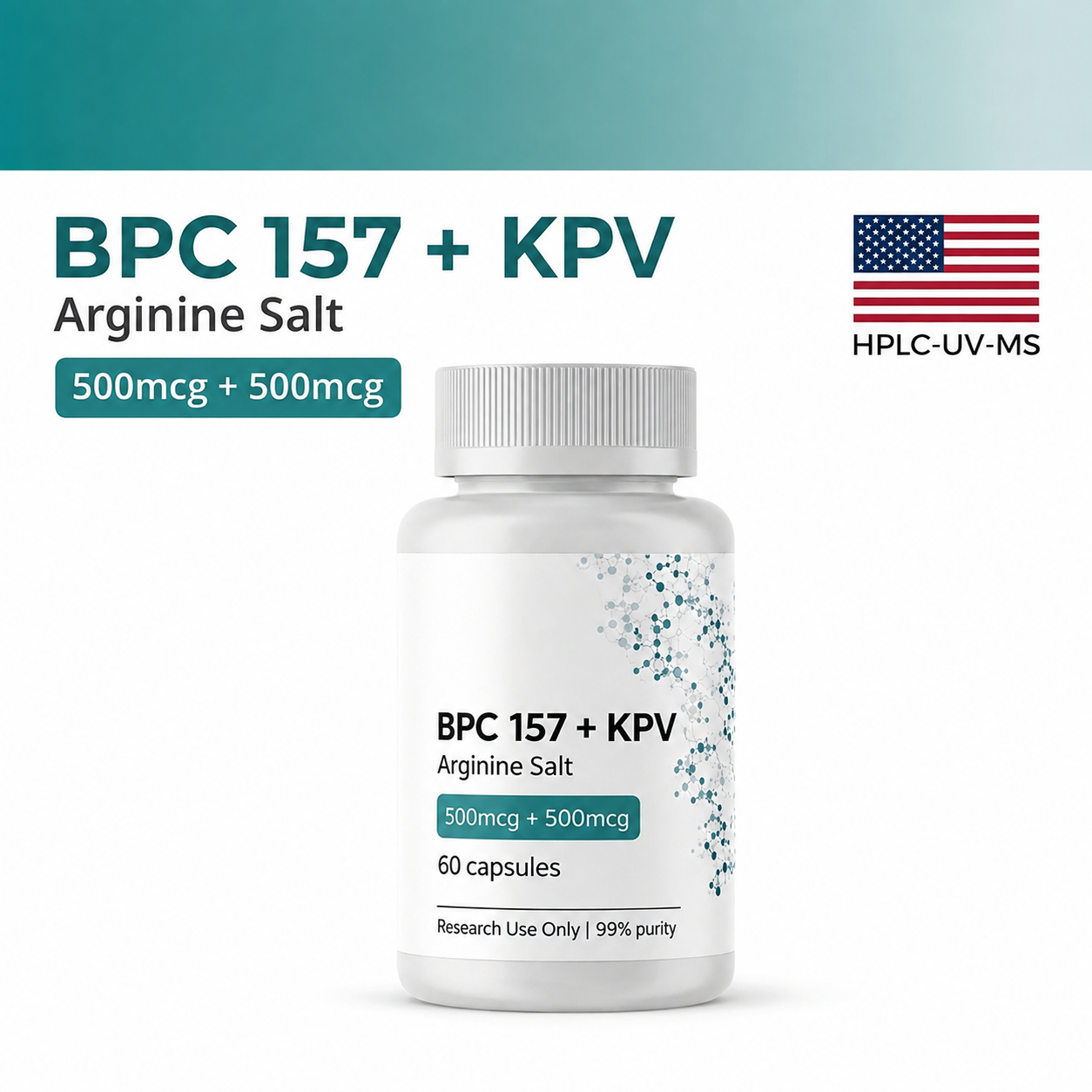 BPC-157 & KPV -- 60 Capsules x 500mcg/500mcg