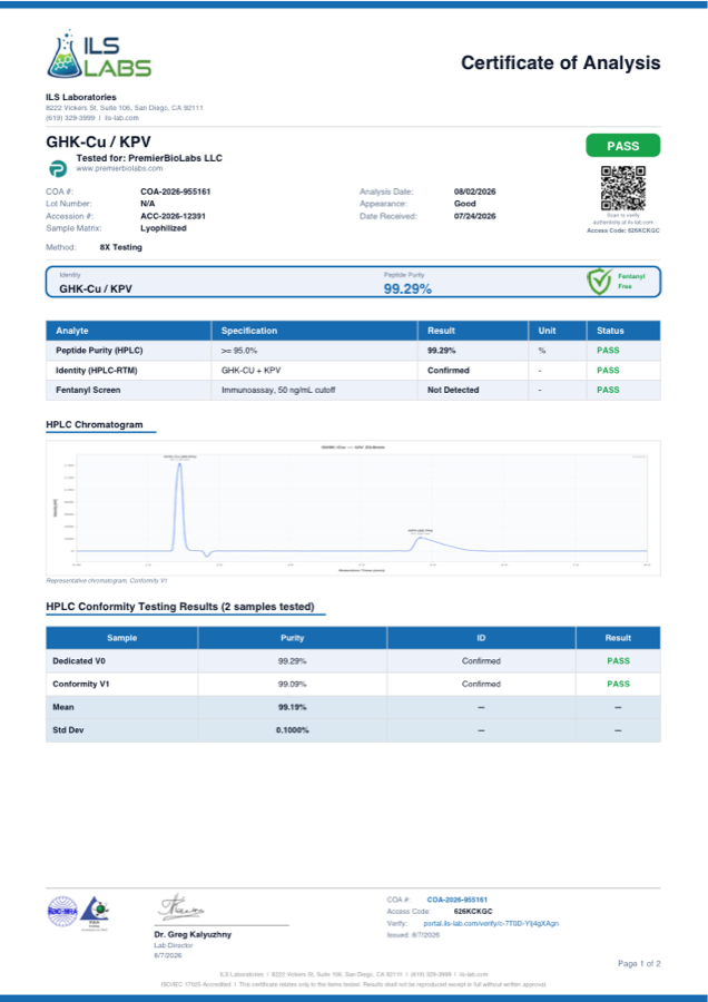 GHK-Cu/KPV - Certificate of Analysis, lot N/A