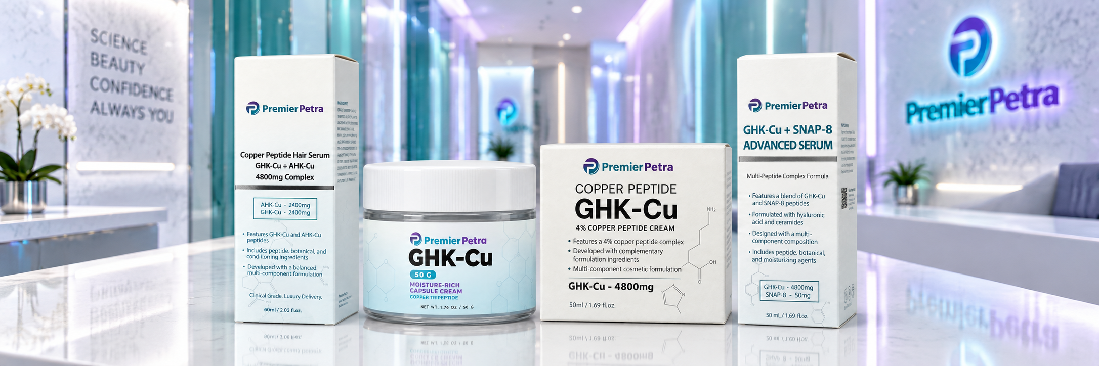 The Premier Petra copper peptide research topical line